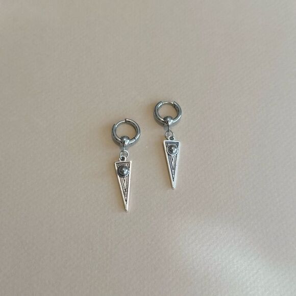 Silver Geometric Dangle Earrings M1241 - Picture 2 of 4